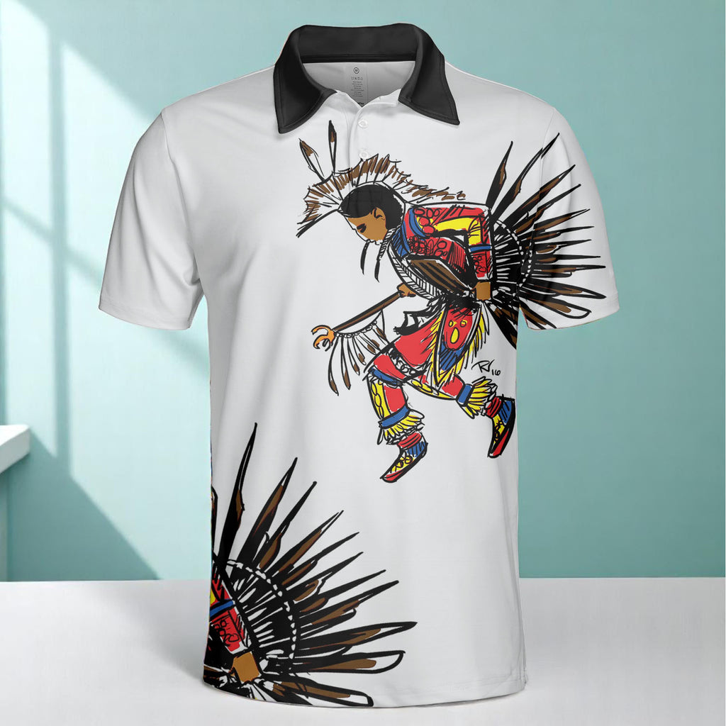 DS250516M03-03 Dancer Powwow Native American Polo T-Shirt 3D