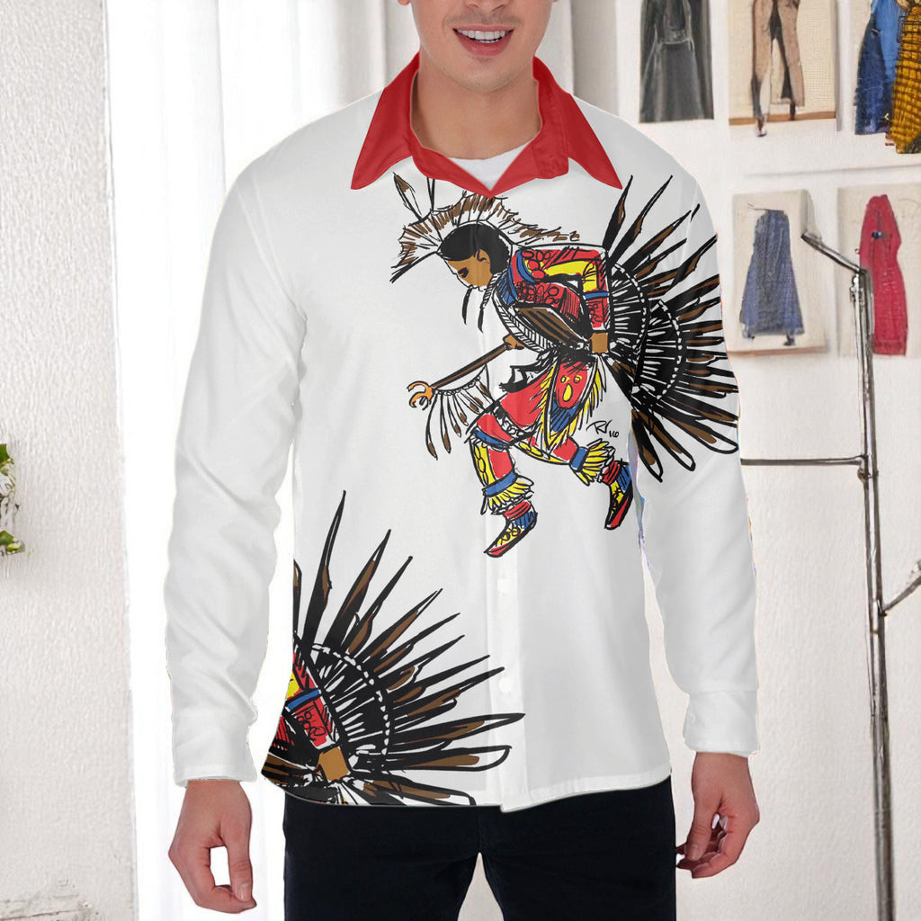 DS250516M03-04 Dancer Powwow Native American Men Long Sleeve Shirt