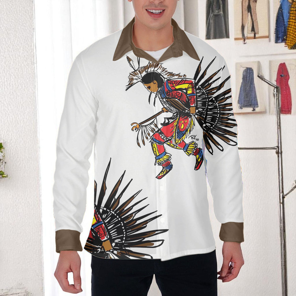 DS250516M03-05 Dancer Powwow Native American Men Long Sleeve Shirt