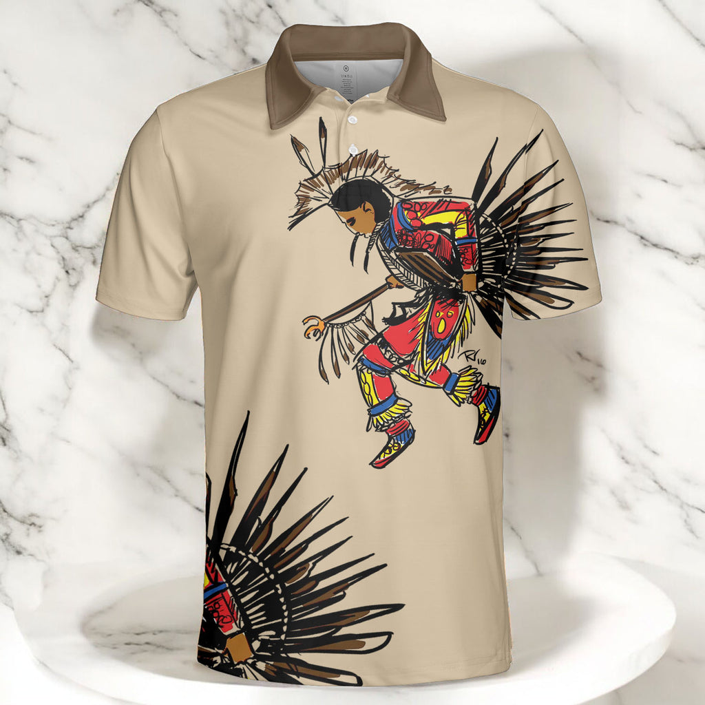 DS250516M03 Dancer Powwow Native American Polo T-Shirt 3D