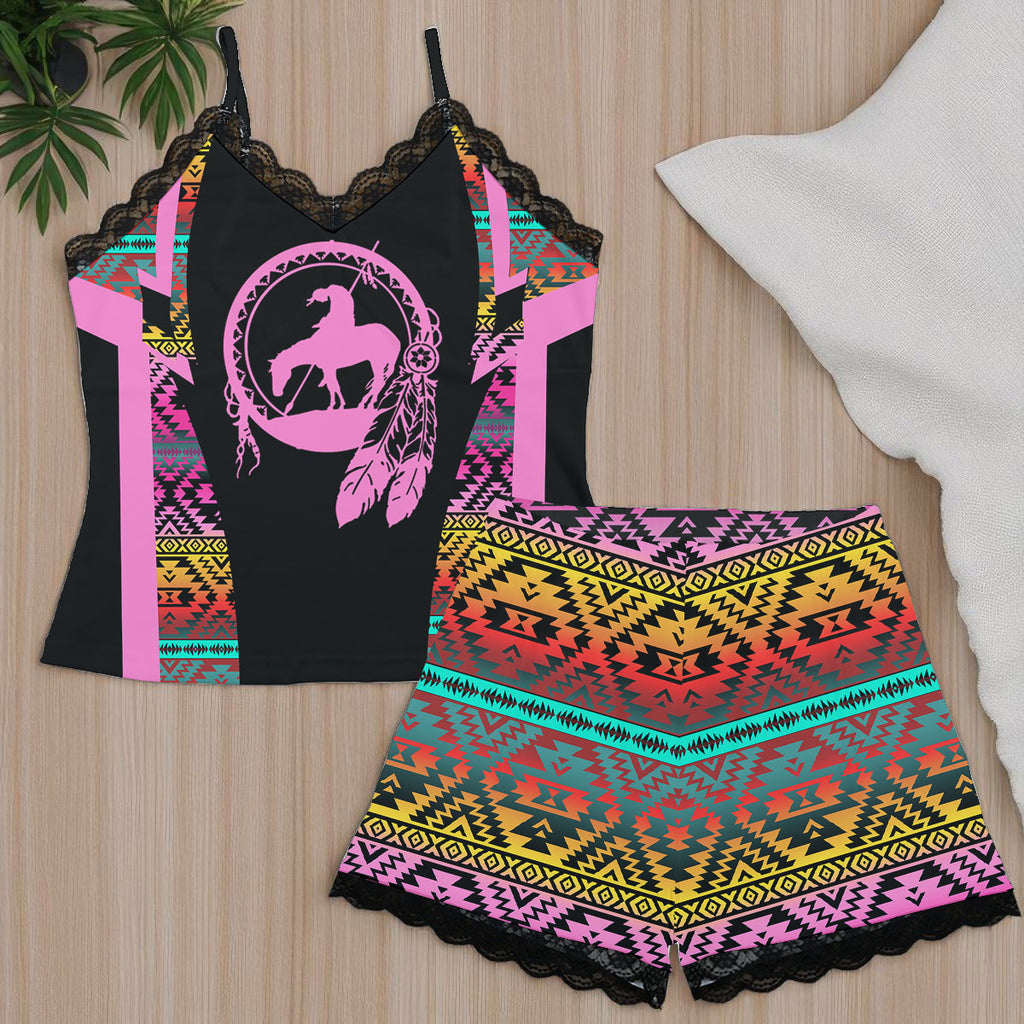 DS250625M01 Native American Women Cami Home Suit With Lace Edge