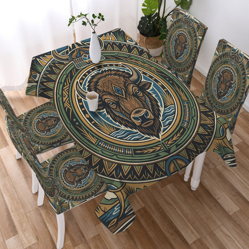 DS250702M01v2 Bison Native American 5pcs Dining Table Set - Tablecloth