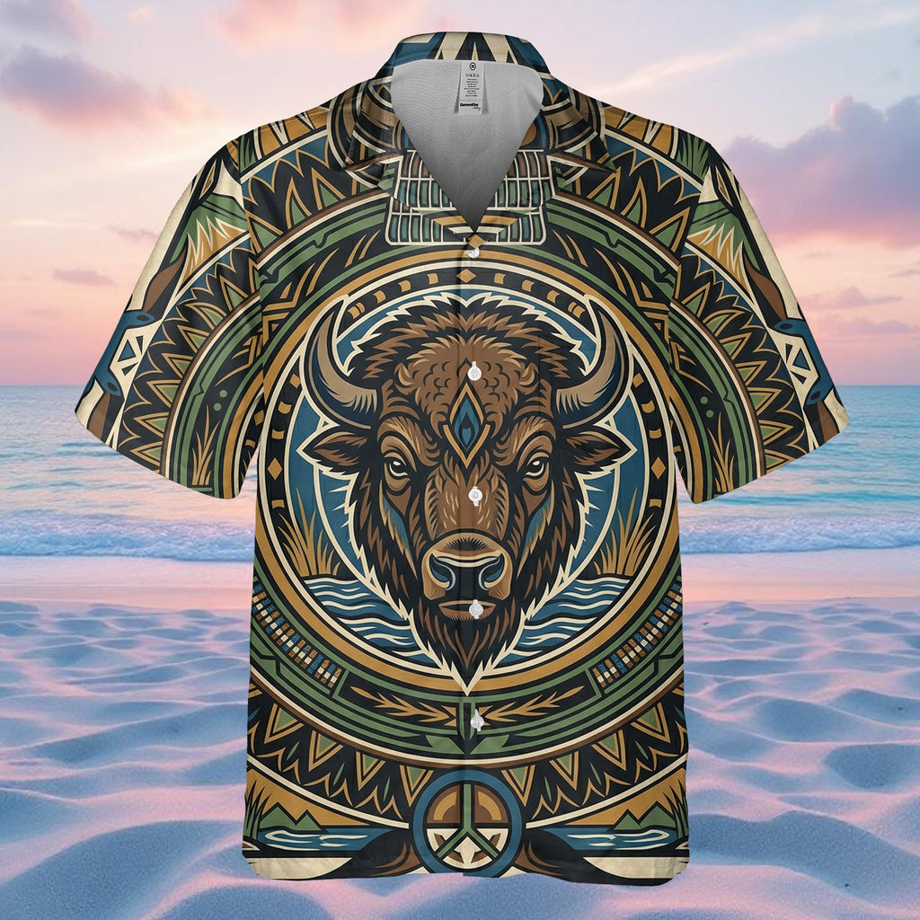 DS250702M01v2 Bison Native American Hawaiian Shirt 3D