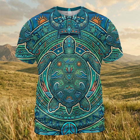 DS250702M01v3 Turtle Native American 3D T-shirt
