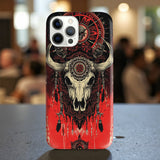 DS250710M04 Bison Skull Feather Chief Red Native American Phone Case