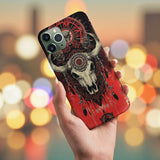 DS250710M04 Bison Skull Feather Chief Red Native American Phone Case