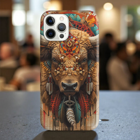 DS250710M13 Native Bull With Feather And Key Native American Phone Case