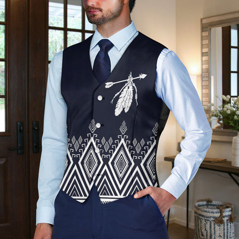 DS250715M02v1 Native American Suit Vest Jacket Print One Side Front