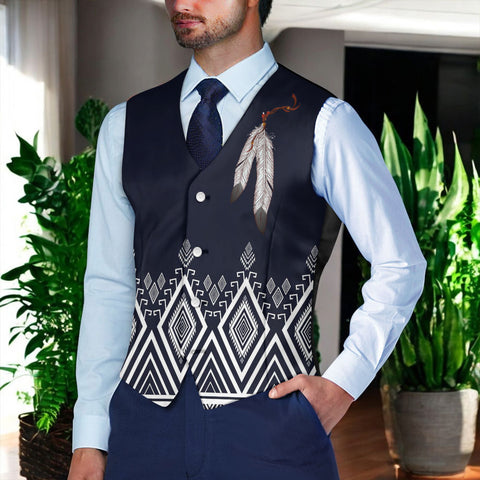 DS250715M02v2 Native American Suit Vest Jacket Print One Side Front