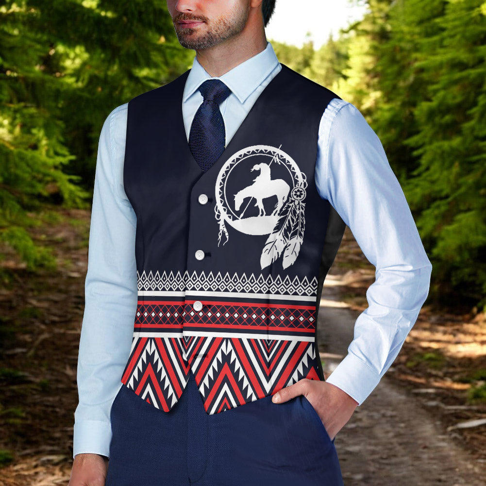 DS250715M03v1 Native American Suit Vest Jacket Print One Side Front