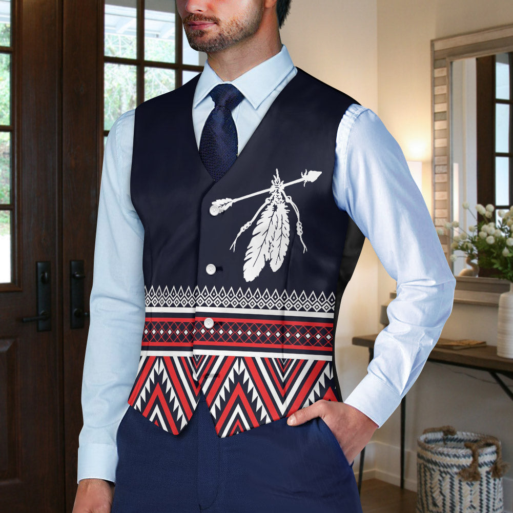 DS250715M03v2 Native American Suit Vest Jacket Print One Side Front
