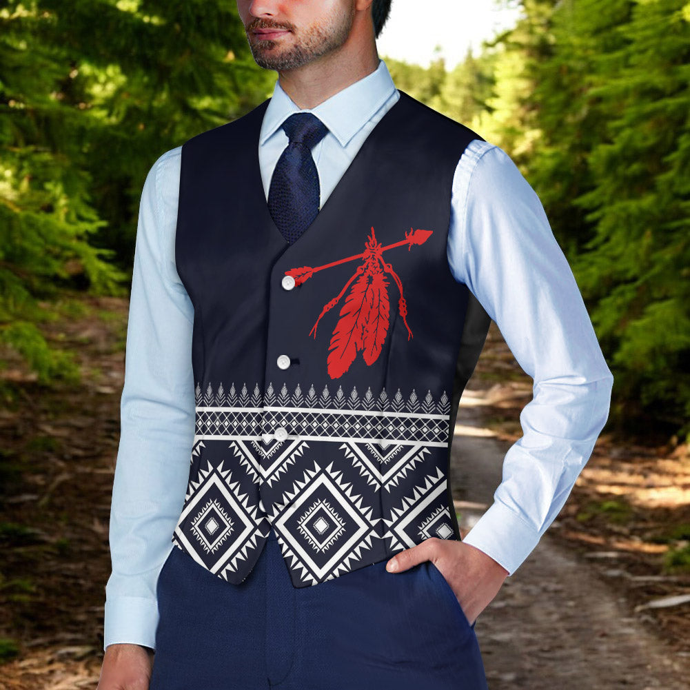 DS250715M04v3 Native American Suit Vest Jacket Print One Side Front