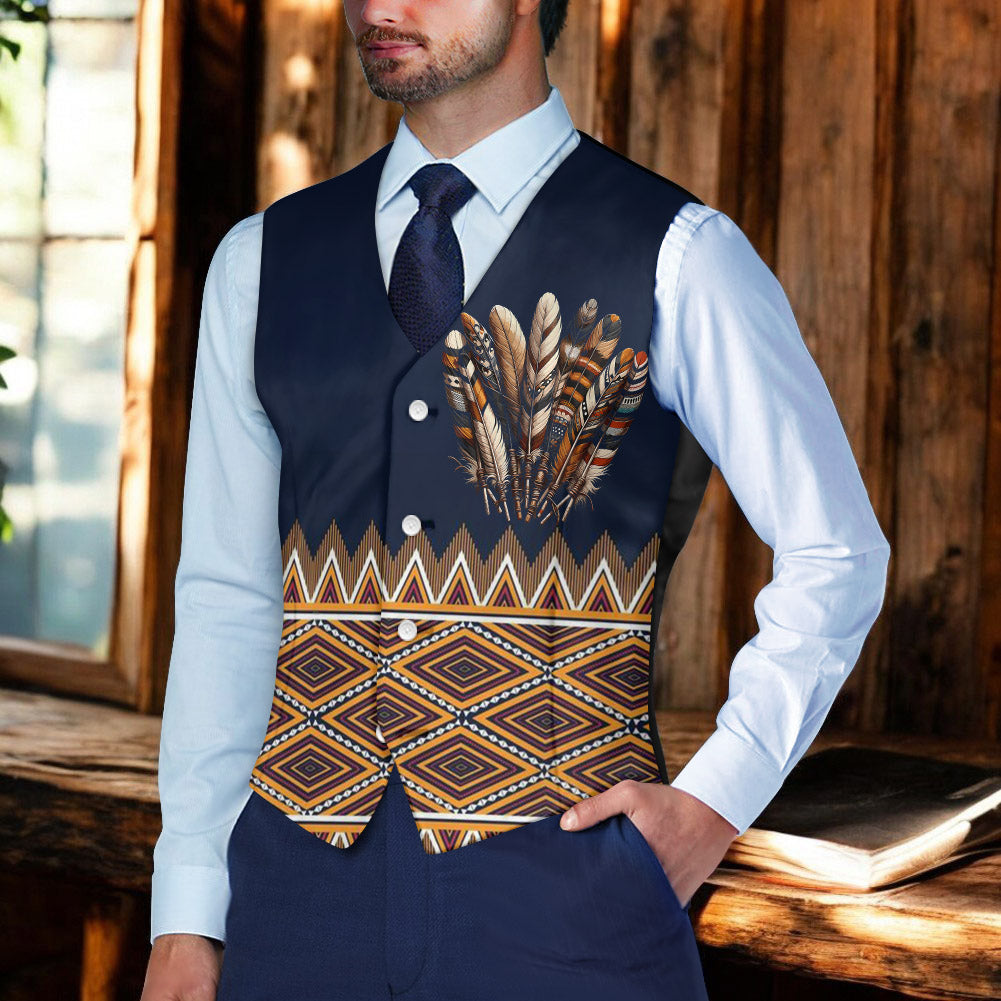 DS250715M05v2 Native American Suit Vest Jacket Print One Side Front