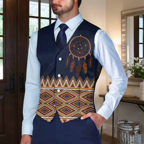 DS250715M05v3 Dreamcatcher Native American Suit Vest Jacket Print One Side Front