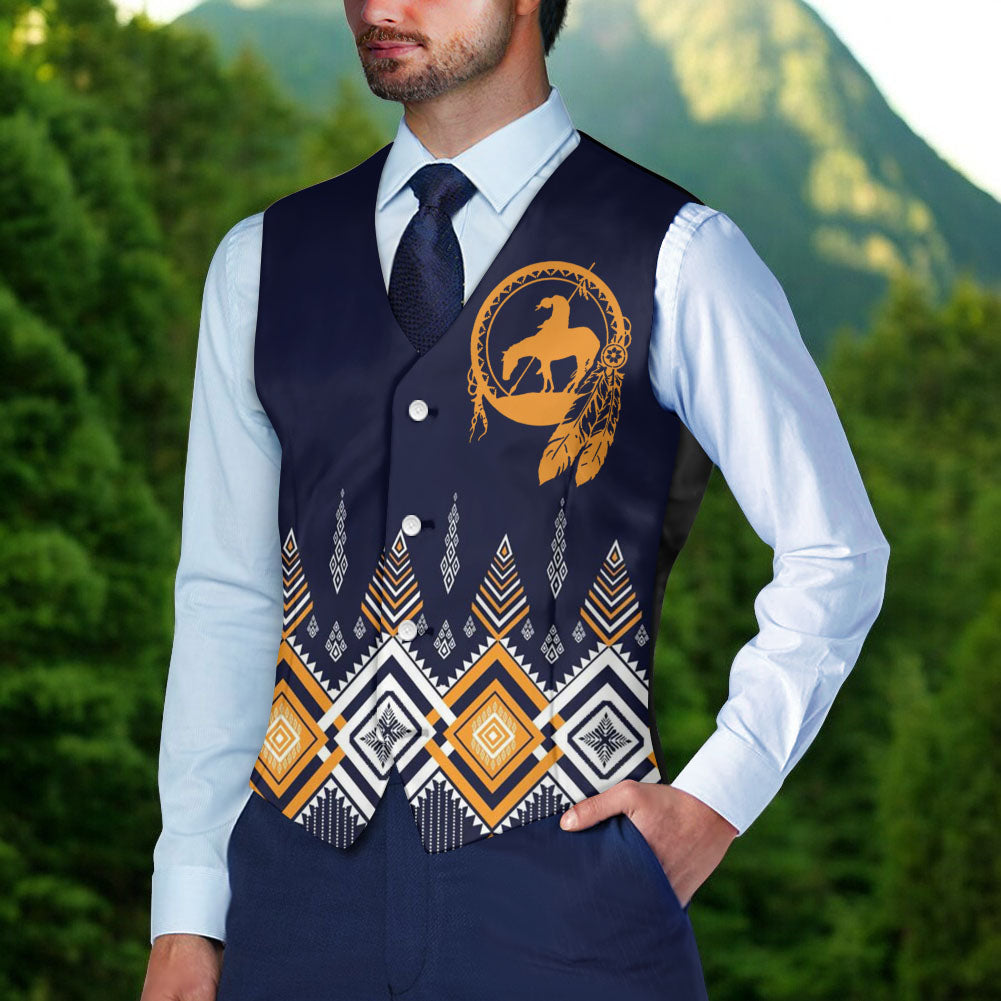 DS250715M07v1 Trail of Tears Native American Suit Vest Jacket Print One Side Front