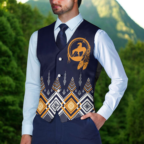 DS250715M07v1 Trail of Tears Native American Suit Vest Jacket Print One Side Front