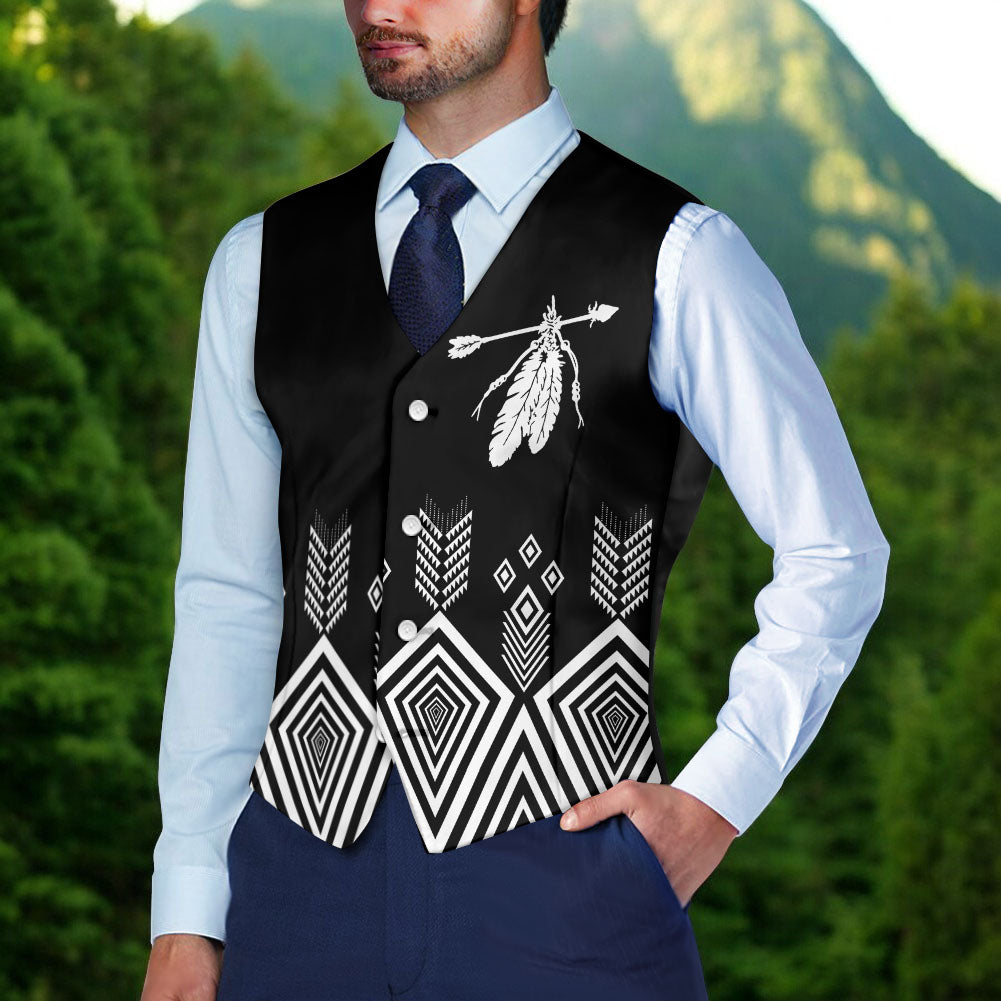 DS250715M10 Native American Suit Vest Jacket Print One Side Front