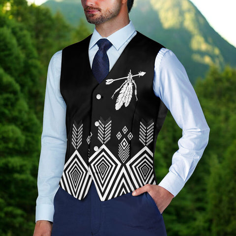 DS250715M10 Native American Suit Vest Jacket Print One Side Front