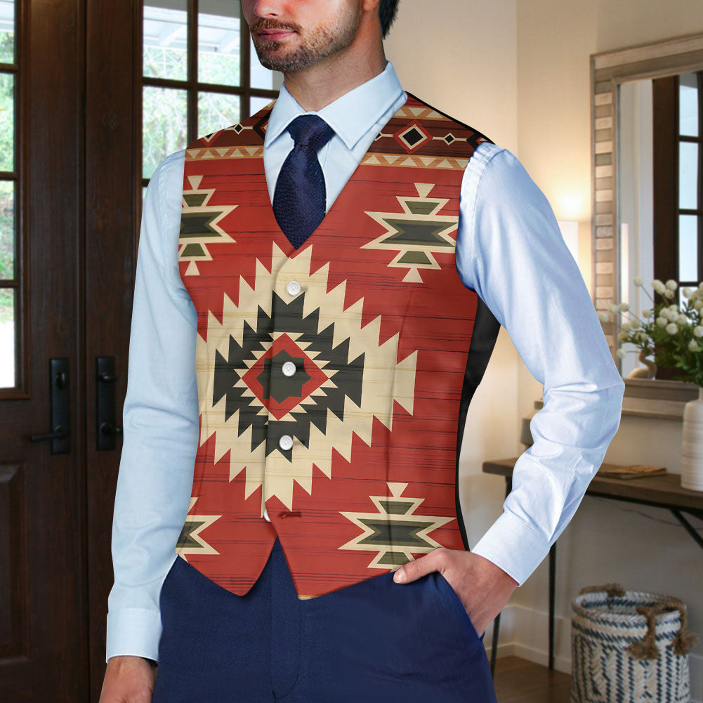 DS250715M13 Native American Suit Vest Jacket Print One Side Front