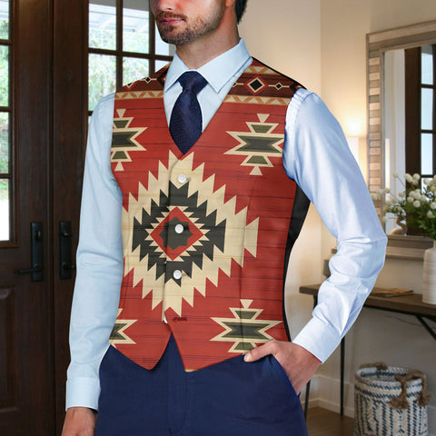 DS250715M13 Native American Suit Vest Jacket Print One Side Front