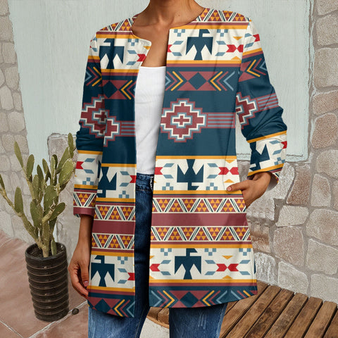 DS250715M14 Native American Women Faux Sweater Cardigan