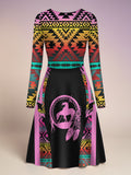 DS250729M02 Native American V-Neck Long Sleeve Dress