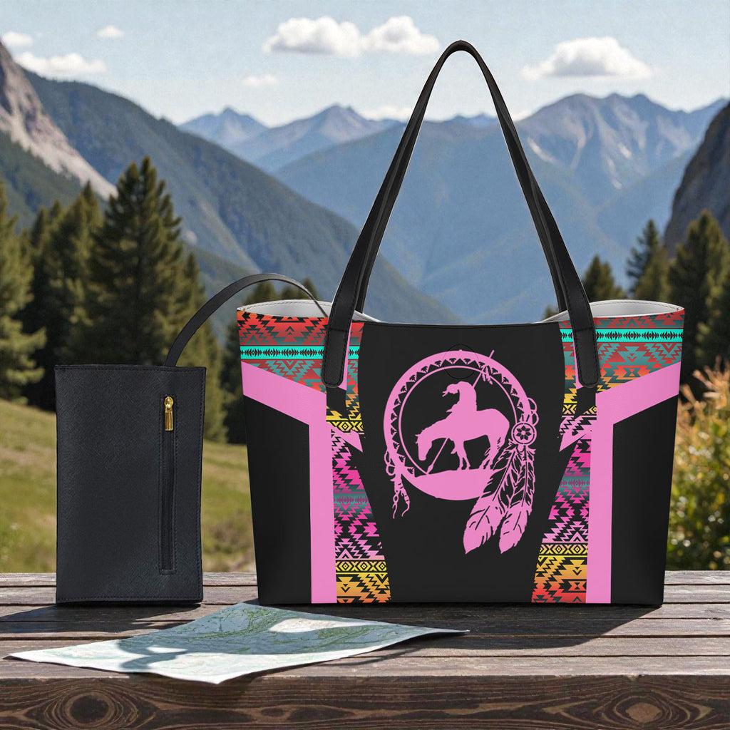 DS250729M02 Trail of Tears Native American Shopping Tote Bag With Black Mini Purse