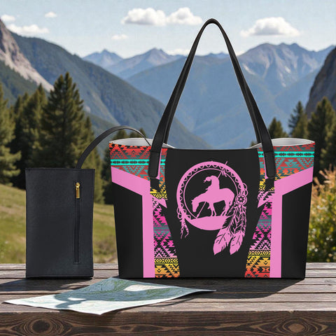 DS250729M02 Trail of Tears Native American Shopping Tote Bag With Black Mini Purse