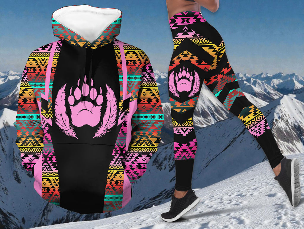 DS250729M02v2 Bear Paws Native American Hoodie Leggings Set