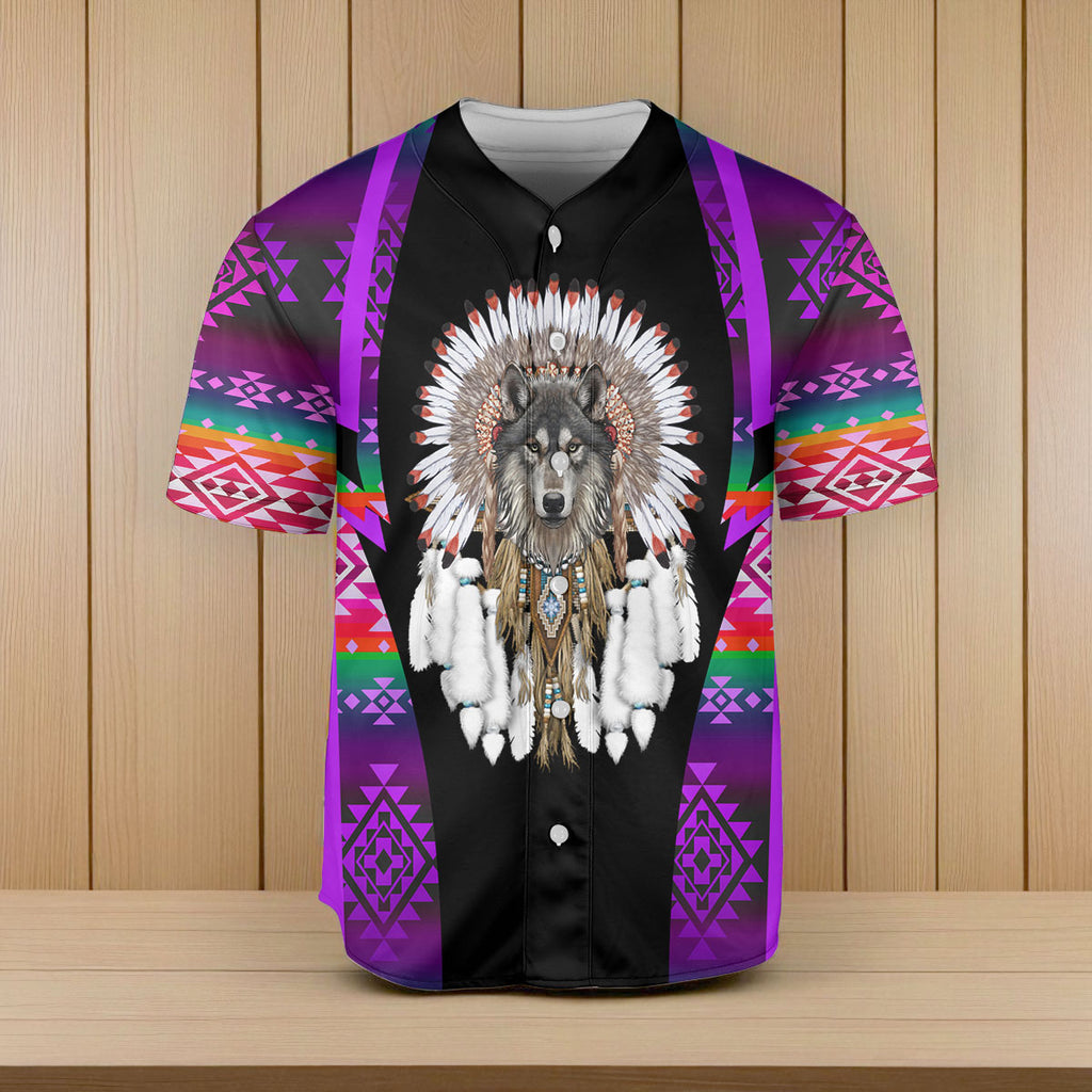 DS250729M09 Wolf Native American Baseball Jersey