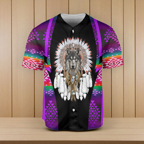 DS250729M09 Wolf Native American Baseball Jersey