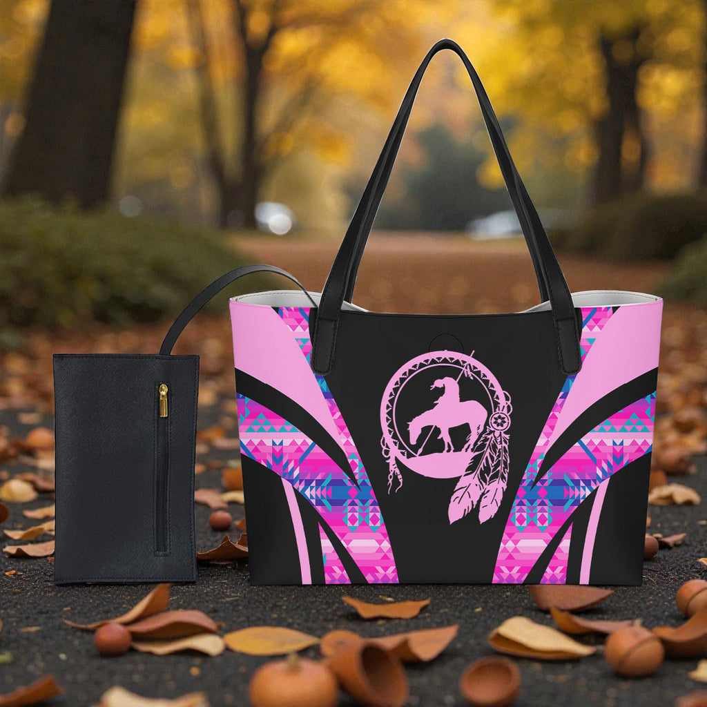 DS250729M10 Trail of Tears Native American Shopping Tote Bag With Black Mini Purse