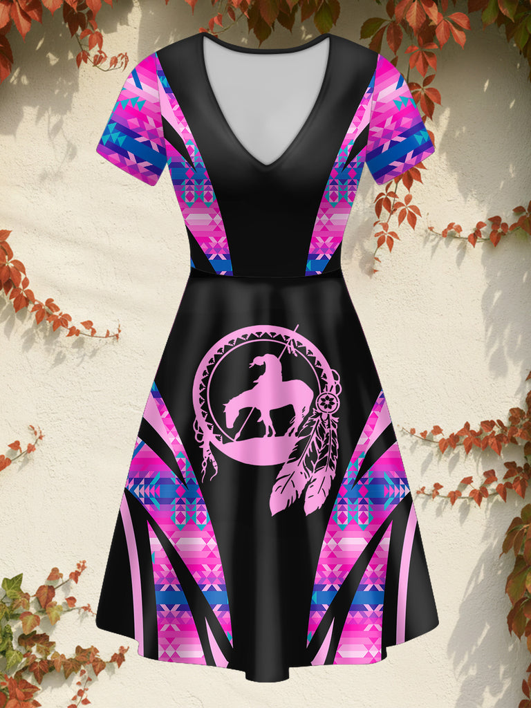 DS250729M10 Trail of Tears Native American V-neck Neck Dress