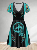 DS250729M11 Trail of Tears Native American V-neck Neck Dress