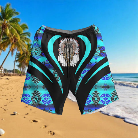 DS250729M12 Wolf Chief Native American Hawaiian Shorts