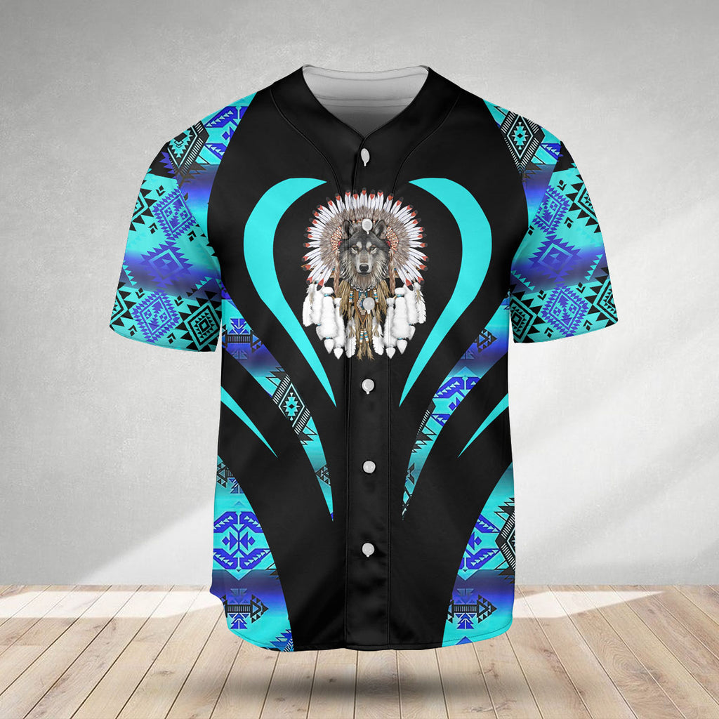 DS250729M12 Wolf Native American Baseball Jersey