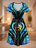 DS250729M12v2 Mama Bear Native American V-neck Neck Dress