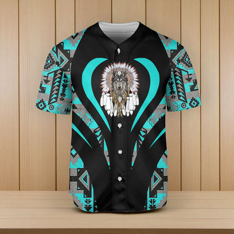 DS250729M13 Wolf Native American Baseball Jersey