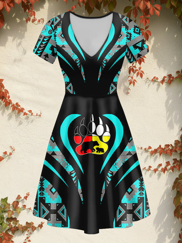 DS250729M13v2 Mama Bear Native American V-neck Neck Dress