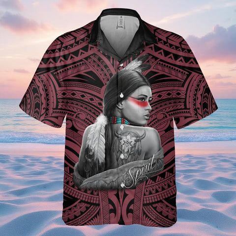 DS250731M02v10 Woman Native American Hawaiian Shirt 3D