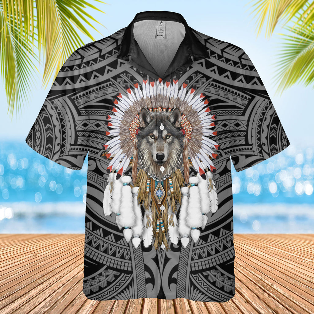 DS250731M02v2 Wolf Chief Native American Hawaiian Shirt 3D