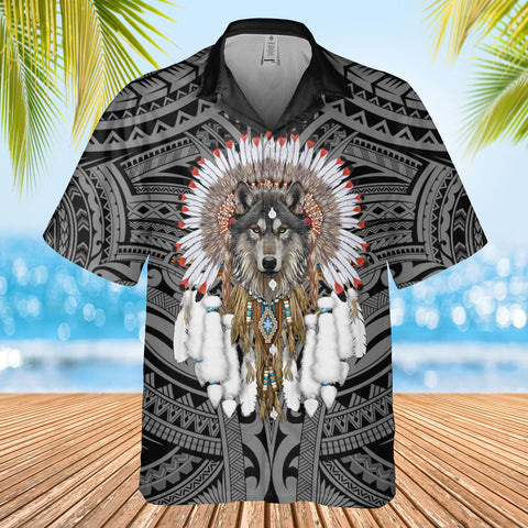 DS250731M02v2 Wolf Chief Native American Hawaiian Shirt 3D