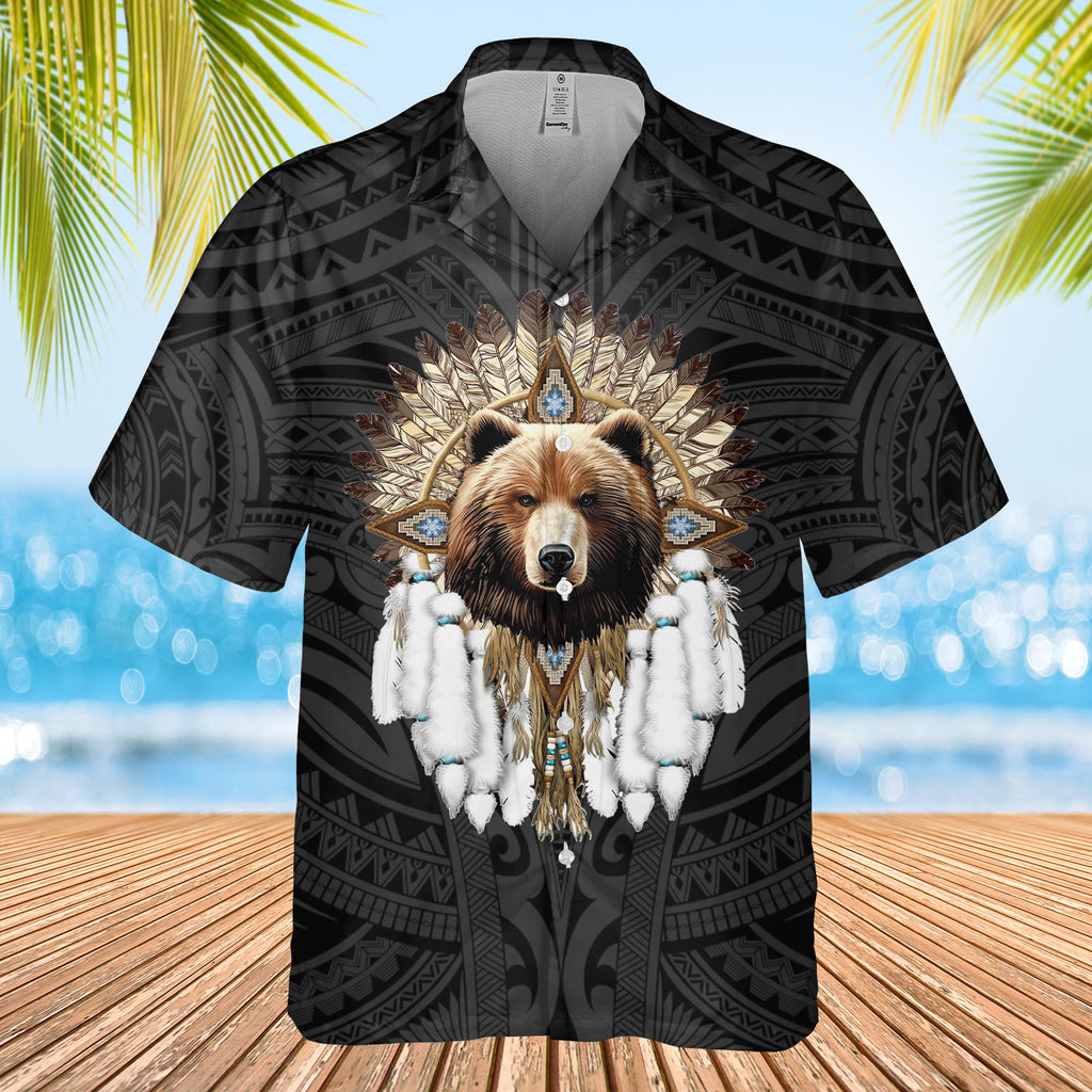 DS250731M02v7 Bear Chief Native American Hawaiian Shirt 3D