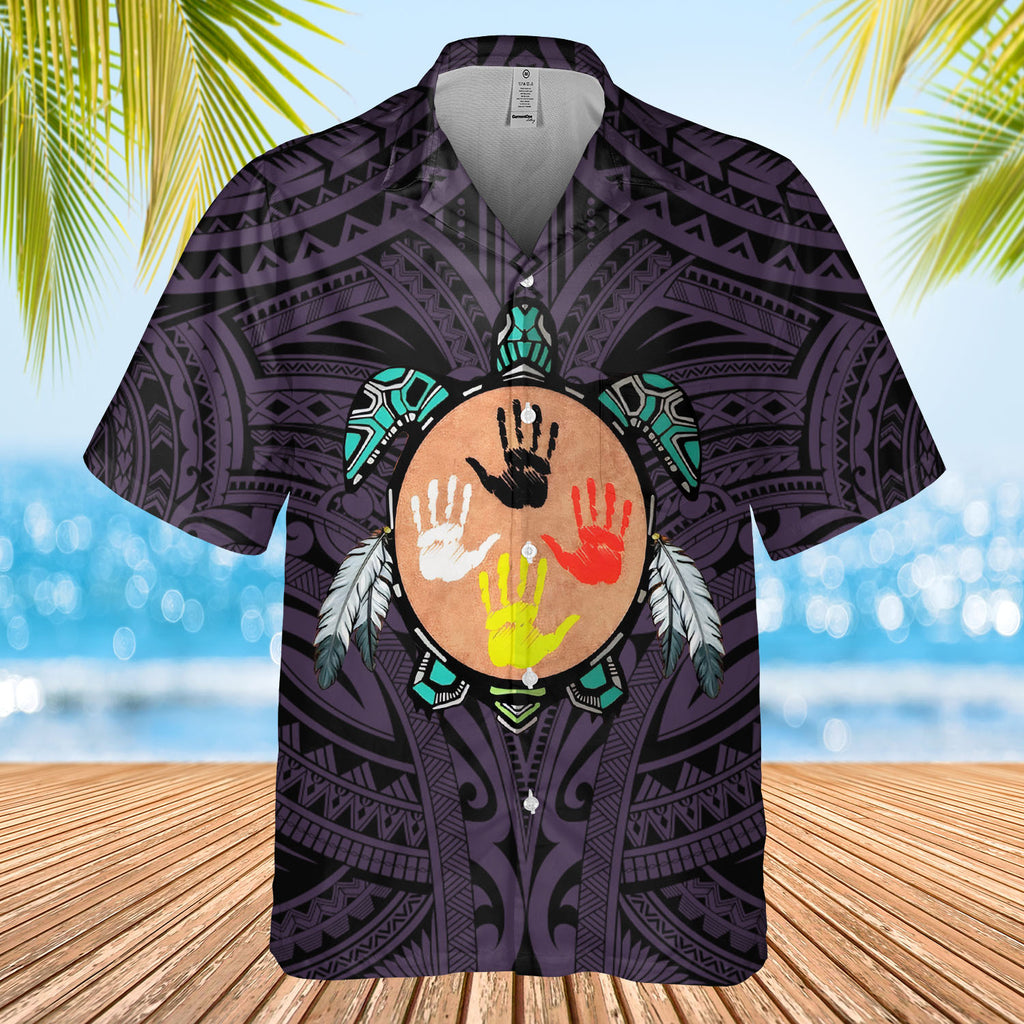 DS250731M02v4 Tribe Turtle Native American Hawaiian Shirt 3D