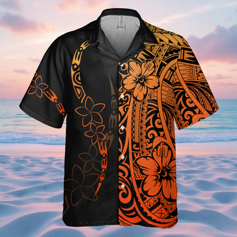 DS250801M03v2 Oranger Floral Native American Hawaiian Shirt 3D