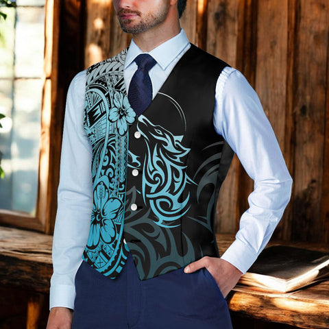DS250801M03v5 Native American Suit Vest Jacket Print One Side Front