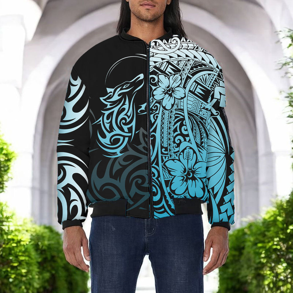 DS250801M03v5 Wolf Moon Native American Bomber Jacket With Sleeve Pocket