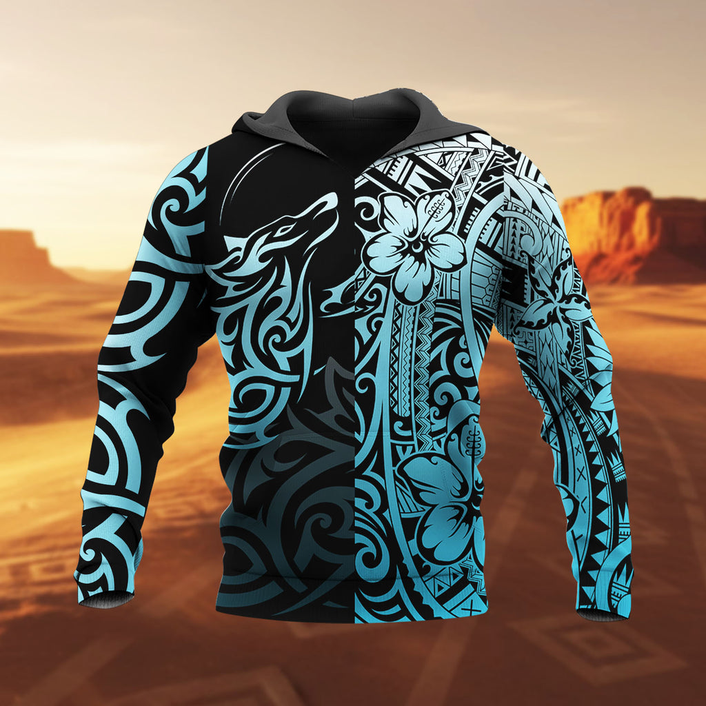 DS250801M03v5 Wolf Moon Native American Pride 3D Hoodie