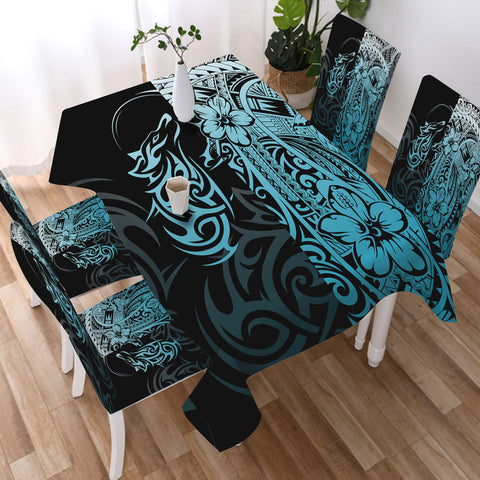 DS250801M03v5 Wolf Native American 5pcs Dining Table Set - Tablecloth