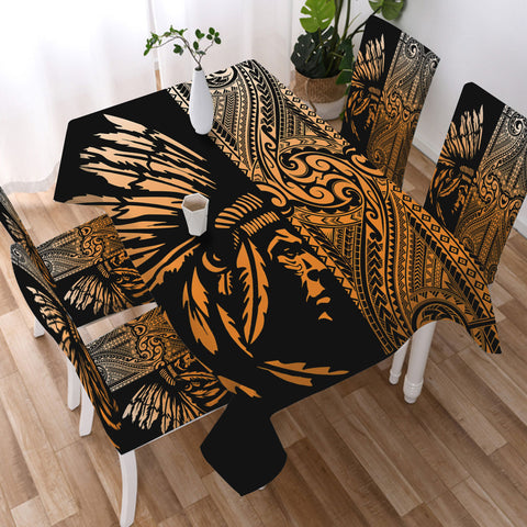 DS250801M04v2 Chief Native American 5pcs Dining Table Set - Tablecloth